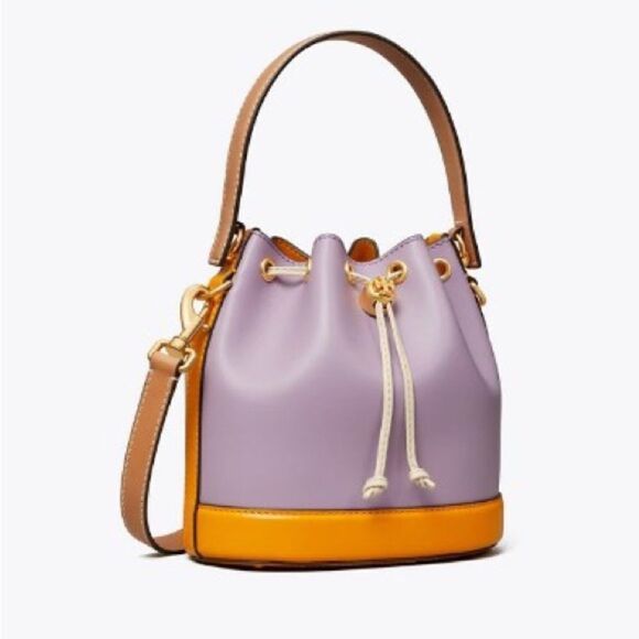 Tory Burch T Monogram Color - Block Bucket Bag, Thistle‎ Mix, Style 88157 - Picture 9 of 16